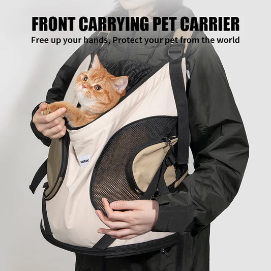 Front Pet Carrier Backpack – Breathable Chest & Shoulder Bag for Cats & Small Dogs