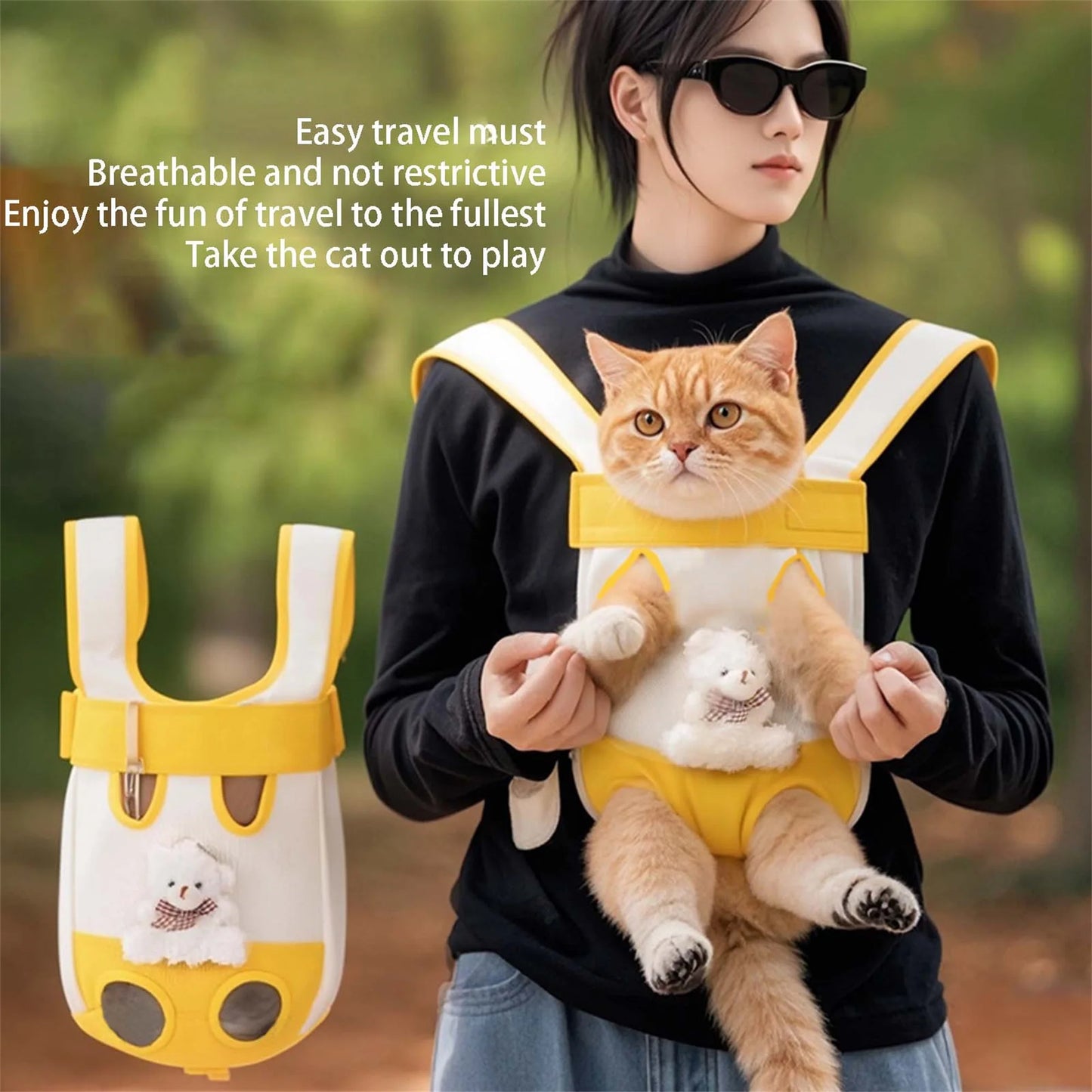 Hands-Free Pet Carrier Backpack – Breathable Front & Back Travel Bag for Dogs & Cats