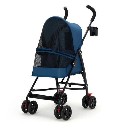 Foldable 4-Wheel Pet Stroller for Dogs & Cats – Comfort Ride with Sunshade & Storage