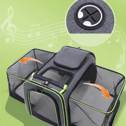 Foldable Pet Travel Bag – Large Capacity Breathable Crossbody Carrier for Cats & Dogs