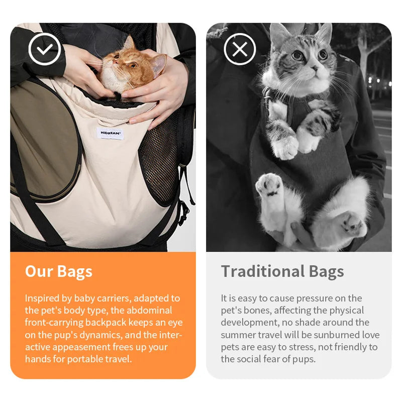 Front Pet Carrier Backpack – Breathable Chest & Shoulder Bag for Cats & Small Dogs