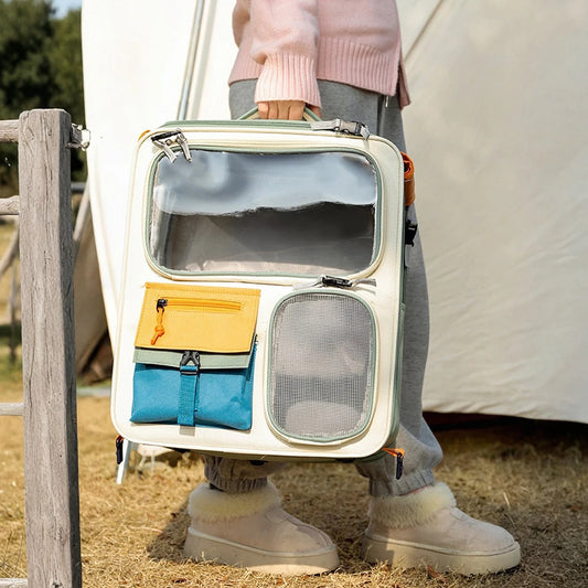 Breathable Pet Backpack Carrier for Dogs & Cats – Transparent Window Travel Bag