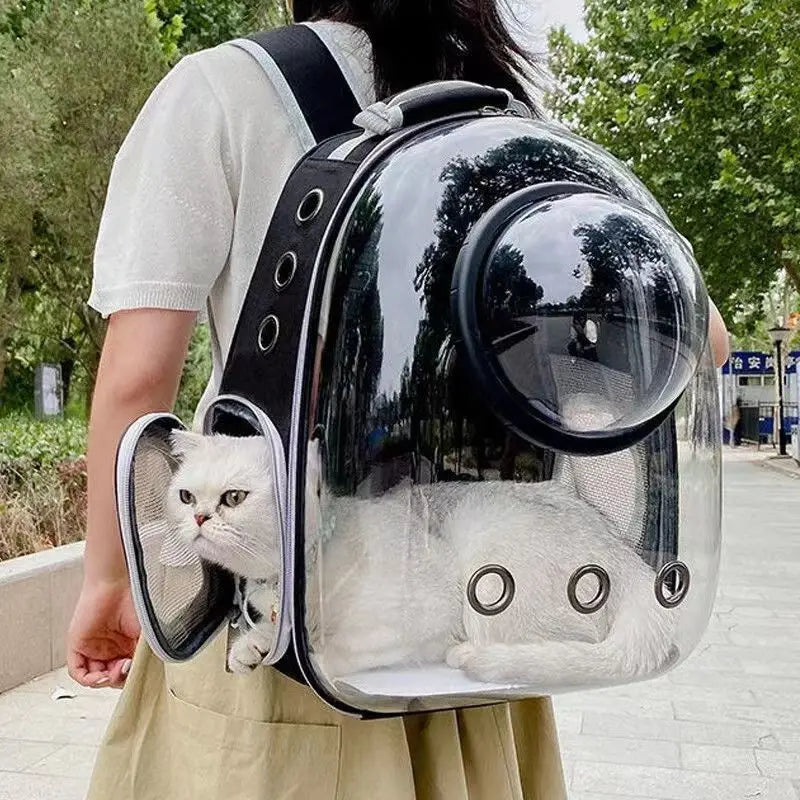 Space Capsule Pet Backpack Carrier – Transparent Breathable Travel Bag for Cats & Small Dogs