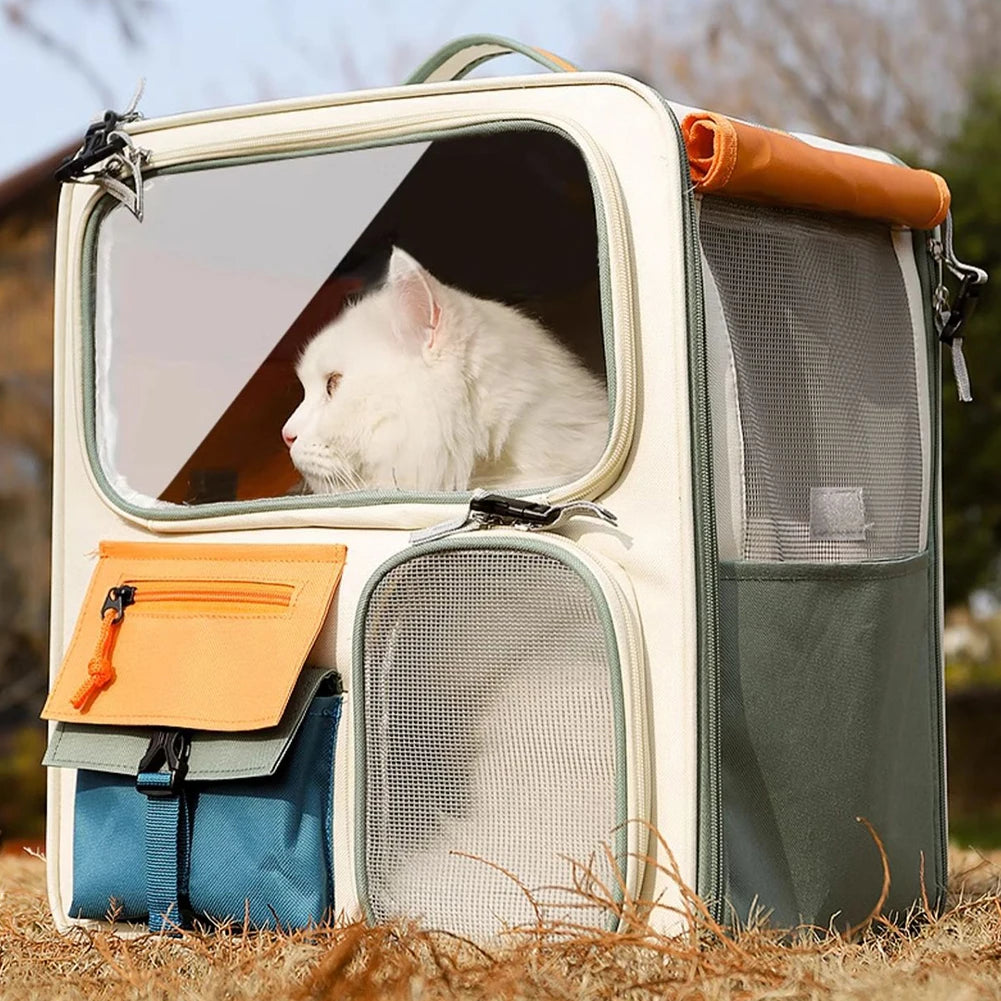 Breathable Pet Backpack Carrier for Dogs & Cats – Transparent Window Travel Bag