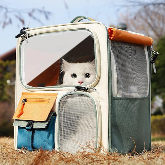 Breathable Pet Backpack Carrier for Dogs & Cats – Transparent Window Travel Bag