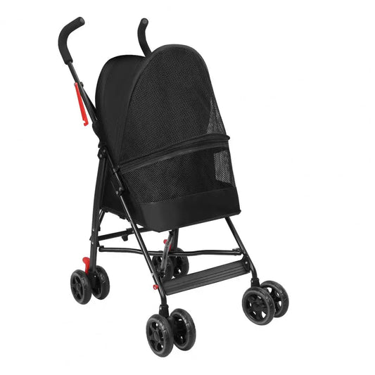 Foldable 4-Wheel Pet Stroller for Dogs & Cats – Comfort Ride with Sunshade & Storage