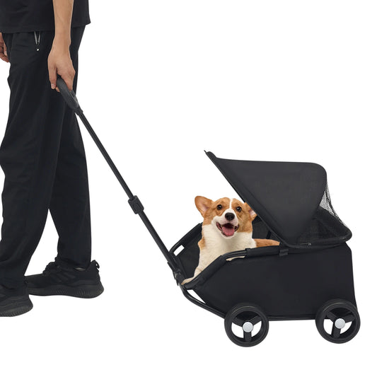 Foldable 4-Wheel Pet Stroller for Small Dogs & Cats – Lightweight Travel Cart