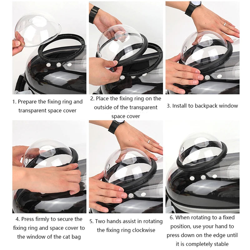 Space Capsule Pet Backpack Carrier – Transparent Breathable Travel Bag for Cats & Small Dogs
