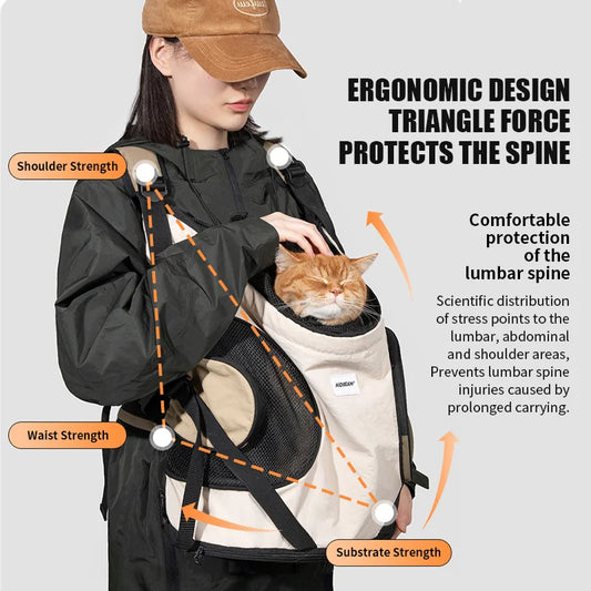 Front Pet Carrier Backpack – Breathable Chest & Shoulder Bag for Cats & Small Dogs